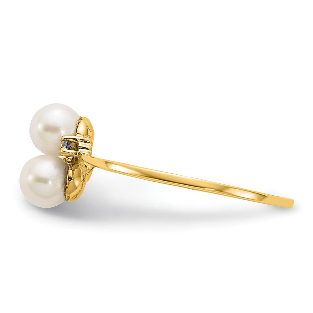 14K Yellow Gold 4mm FW Cultured Pearl A Real Diamond ring