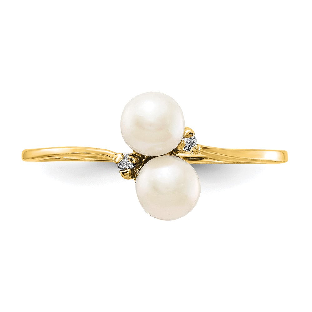 14K Yellow Gold 4mm FW Cultured Pearl A Real Diamond ring