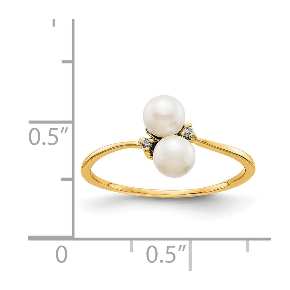 14K Yellow Gold 4mm FW Cultured Pearl A Real Diamond ring