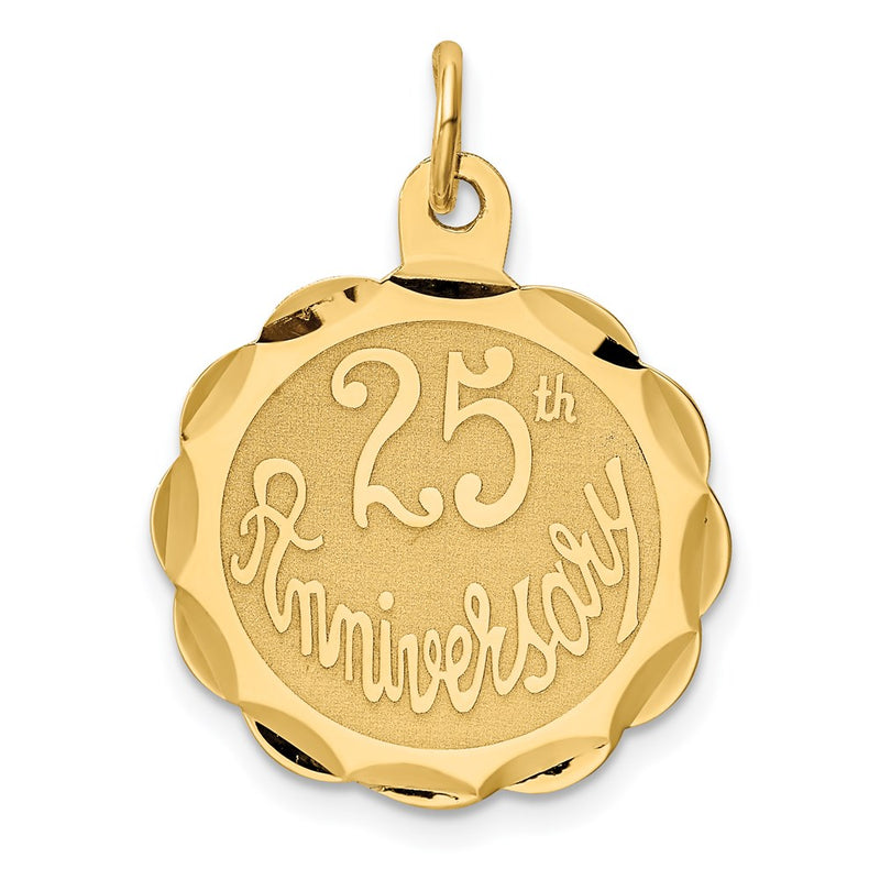 14k Yellow Gold 25th ANNIVERSARY Disc Charm