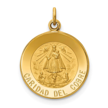 14k Yellow Gold Caridad Del Cobre Medal Pendant