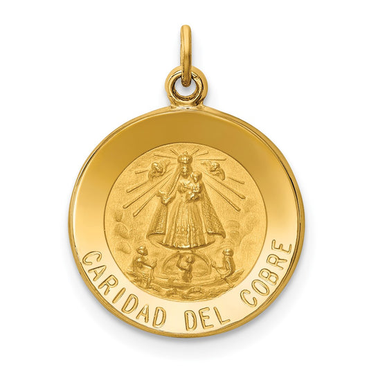 14k Yellow Gold Caridad Del Cobre Medal Pendant