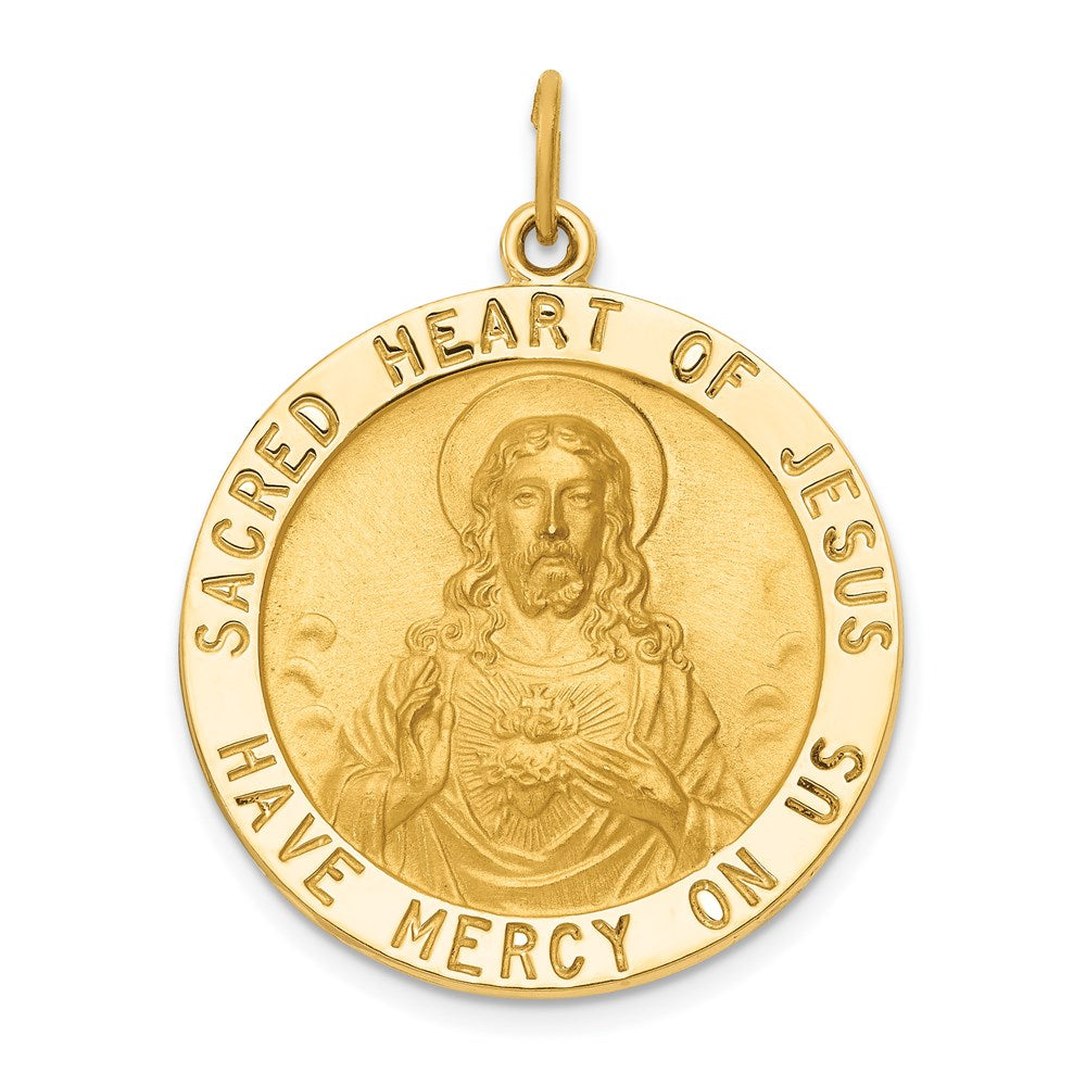 14k Yellow Gold Sacred Heart of Jesus Medal Pendant