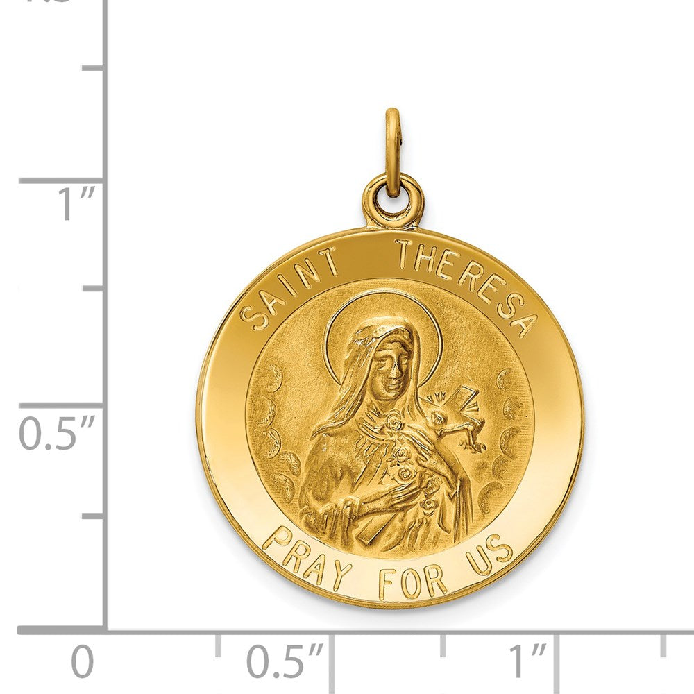 14k Yellow Gold Saint Theresa Medal Pendant