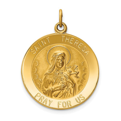 14k Yellow Gold Saint Theresa Medal Pendant