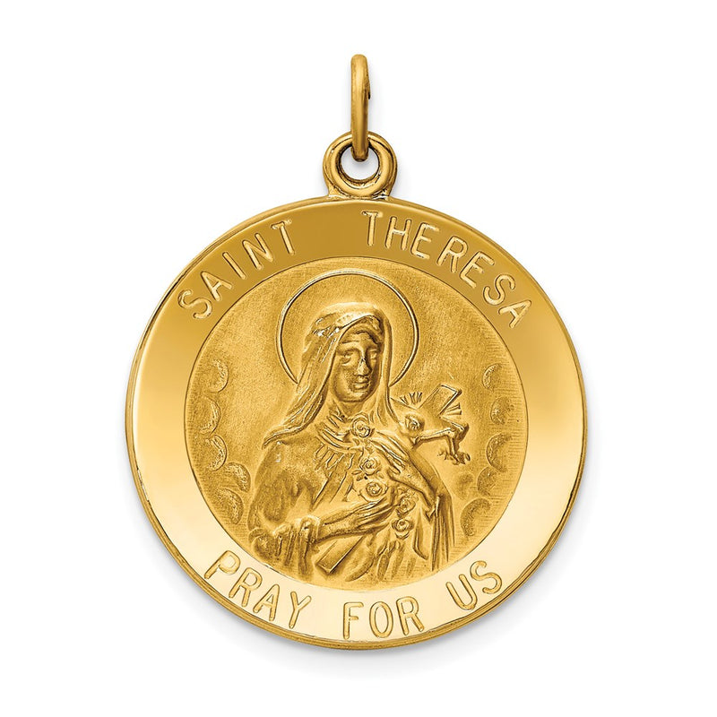 14k Yellow Gold Saint Theresa Medal Pendant