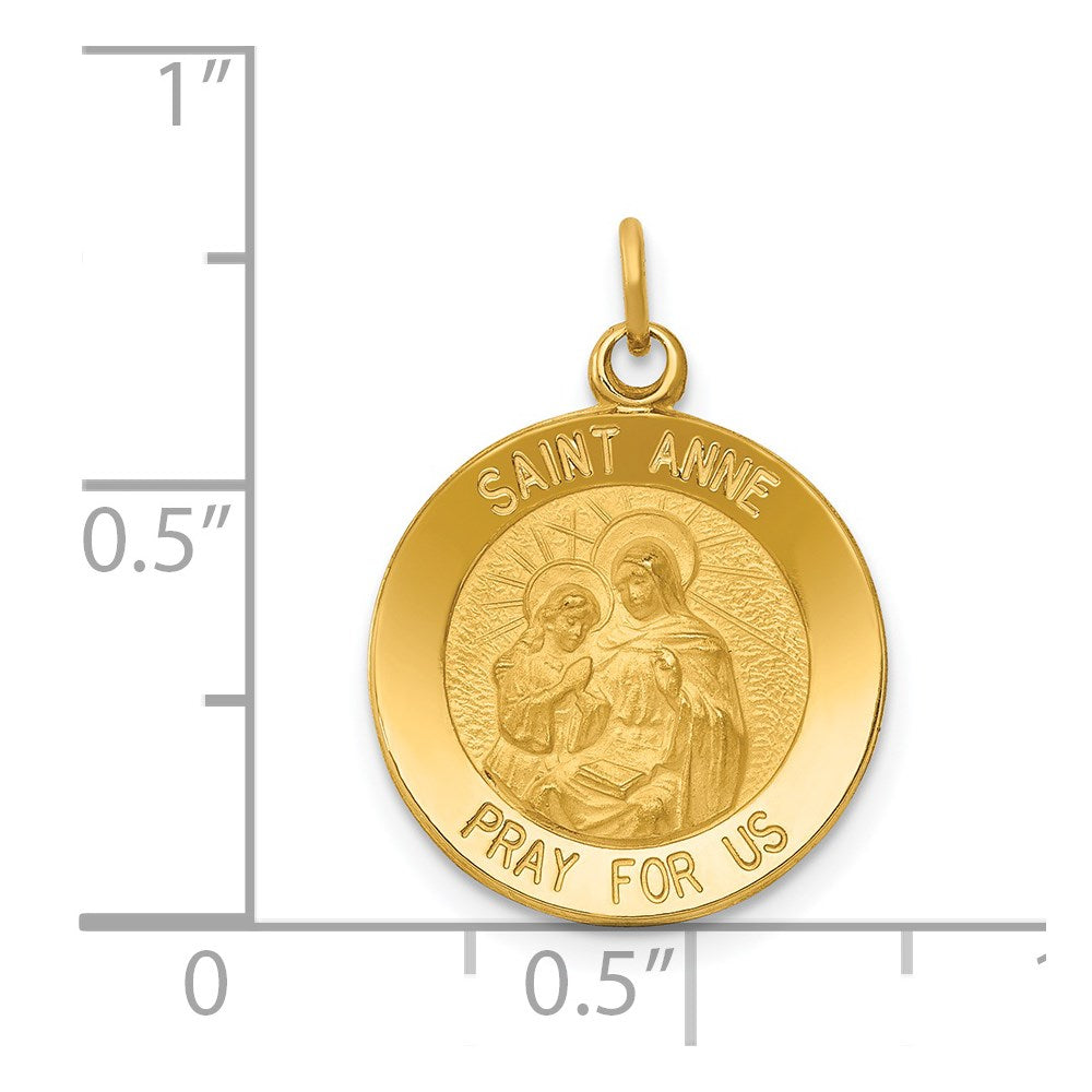 14k Yellow Gold Saint Anne Medal Charm