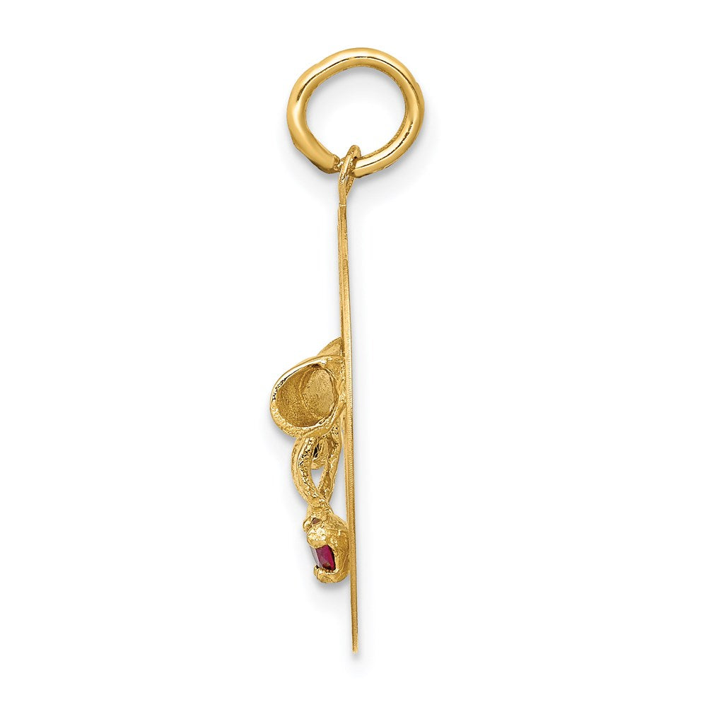14k Yellow Gold Graduation Day Charm with Synthetic Stones Charm