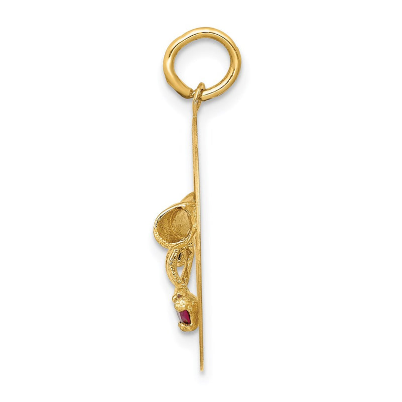 14k Yellow Gold Graduation Day Charm with Synthetic Stones Charm