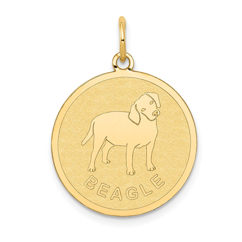 14k Yellow Gold Beagle Disc Charm