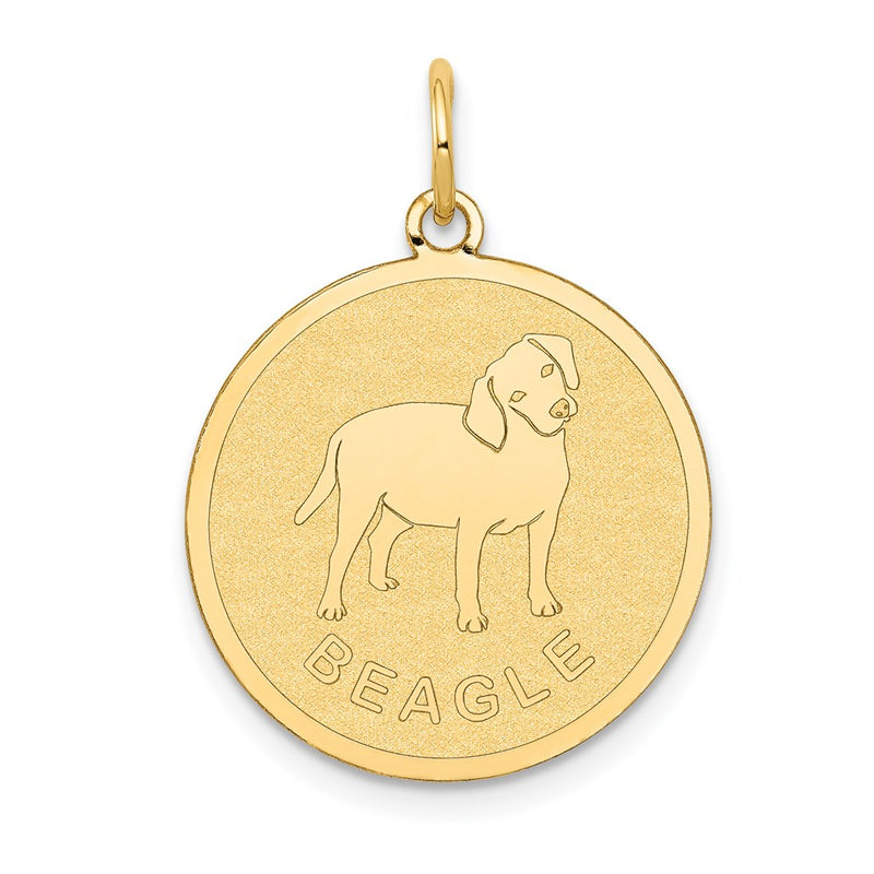 14k Yellow Gold Beagle Disc Charm