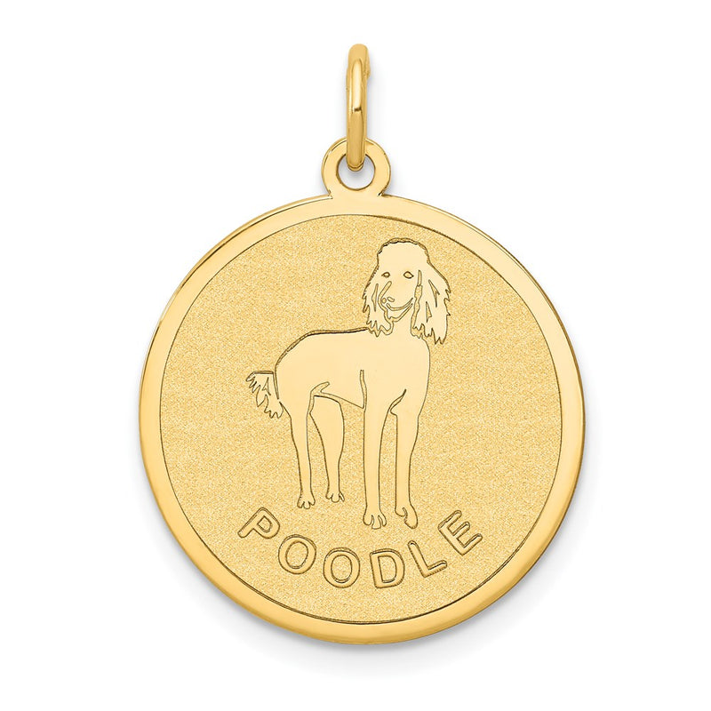 14k Yellow Gold Poodle Disc Charm