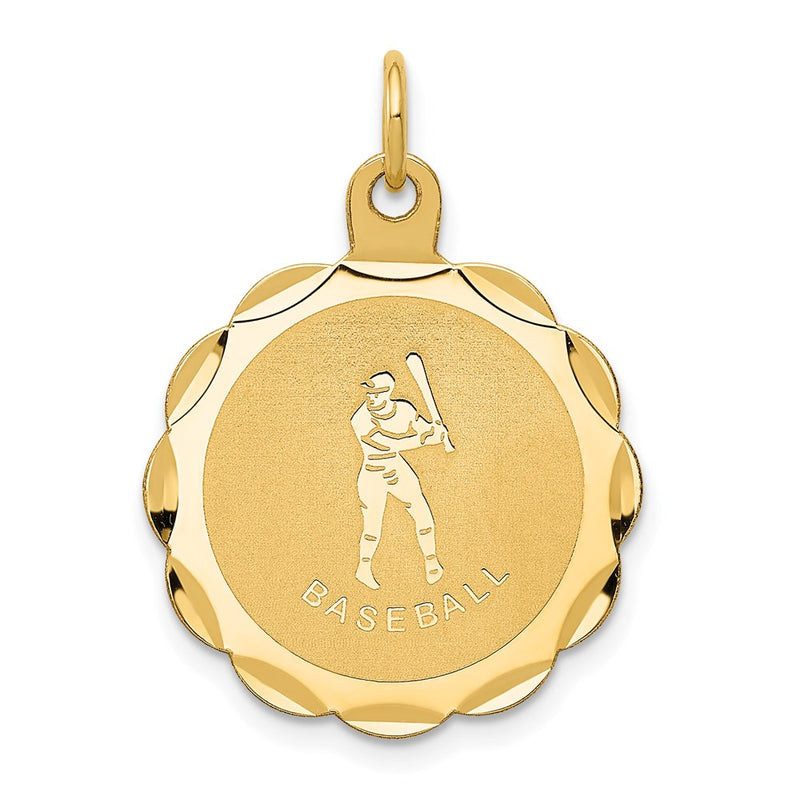 14k Yellow Gold Baseball Disc Charm