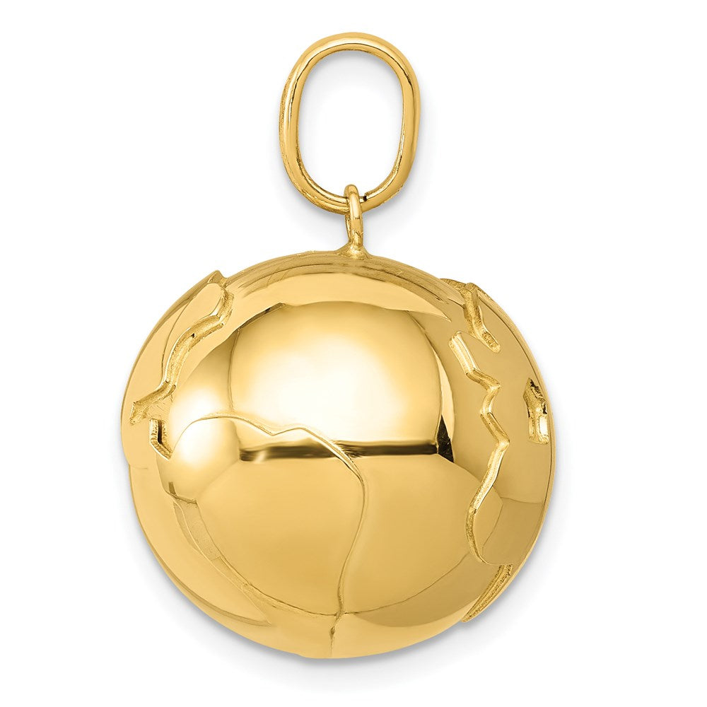 14k Yellow Gold 3-D Globe Charm
