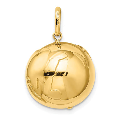 14k Yellow Gold 3-D Globe Charm