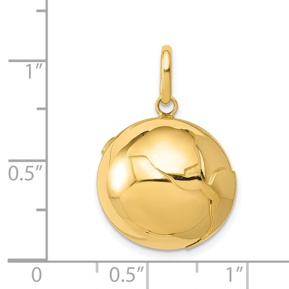 14k Yellow Gold 3-D Globe Charm