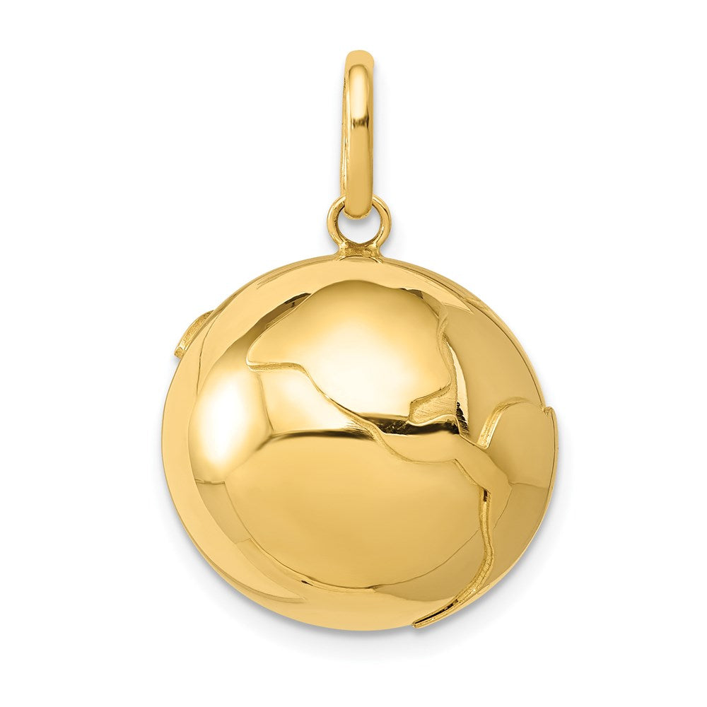 14k Yellow Gold 3-D Globe Charm