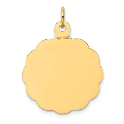 14k Yellow Gold Wedding Bells Engraveable Disc Charm