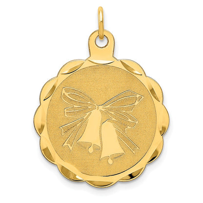 14k Yellow Gold Wedding Bells Engraveable Disc Charm