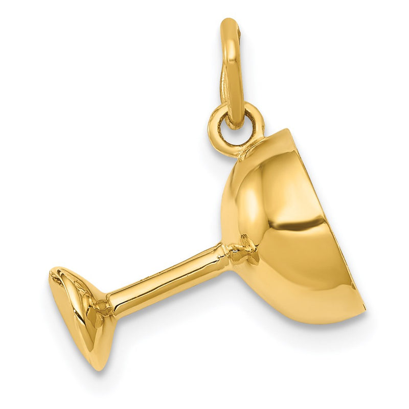 14k Yellow Gold 3D Champagne Glass Charm