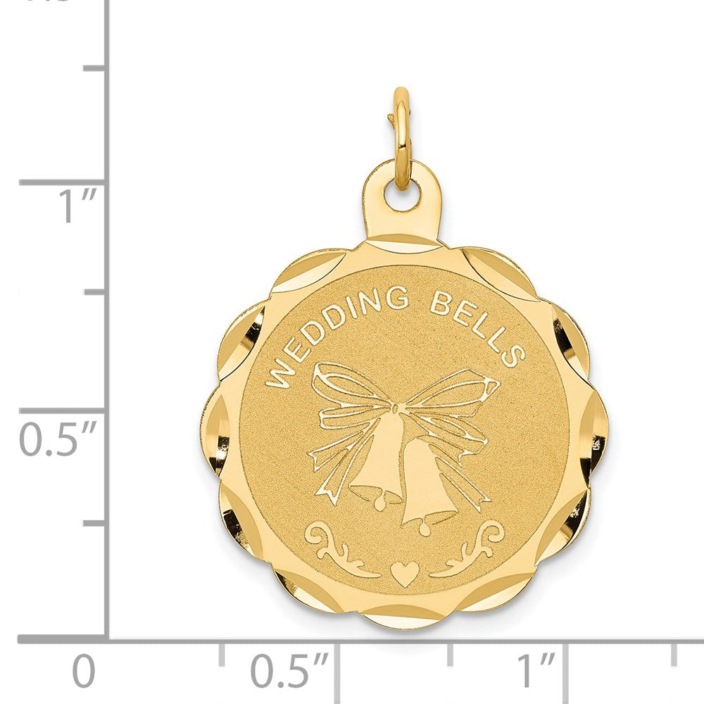 14k Yellow Gold WEDDING BELLS Engraveable Disc Charm