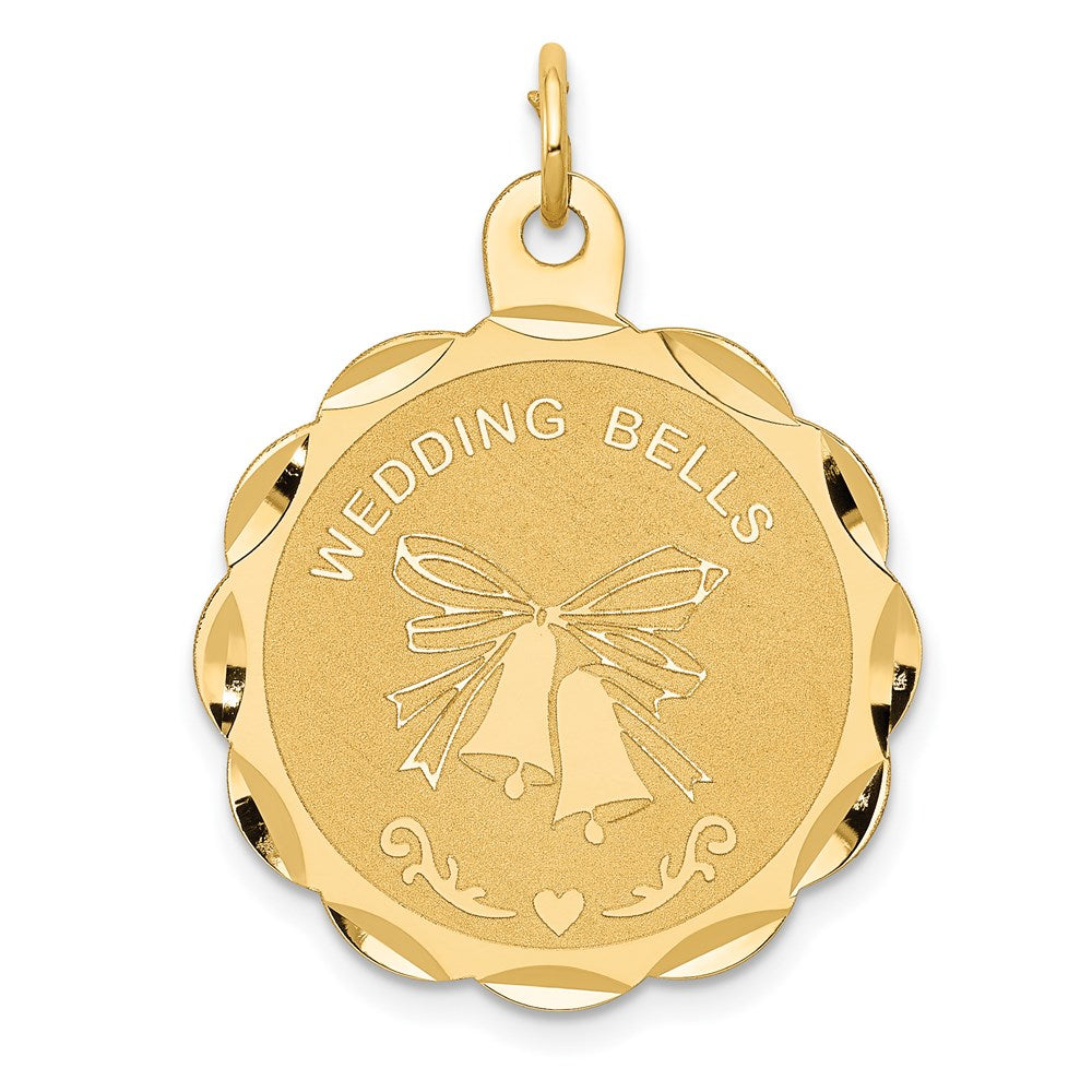 14k Yellow Gold WEDDING BELLS Engraveable Disc Charm