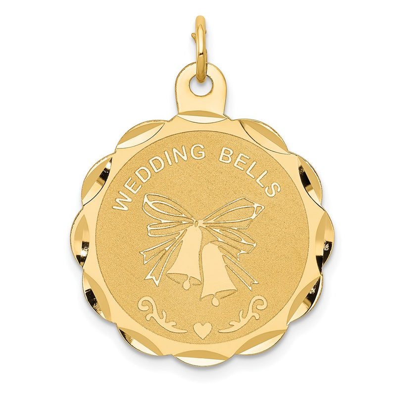 14k Yellow Gold WEDDING BELLS Engraveable Disc Charm
