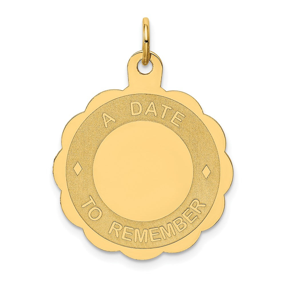 14k Yellow Gold A DATE TO REMEMBER Disc Charm