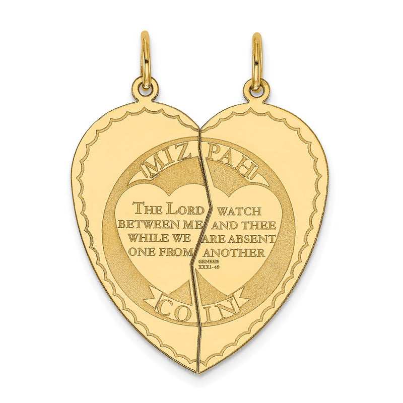 14k Yellow Gold 2-piece Mizpah Charm