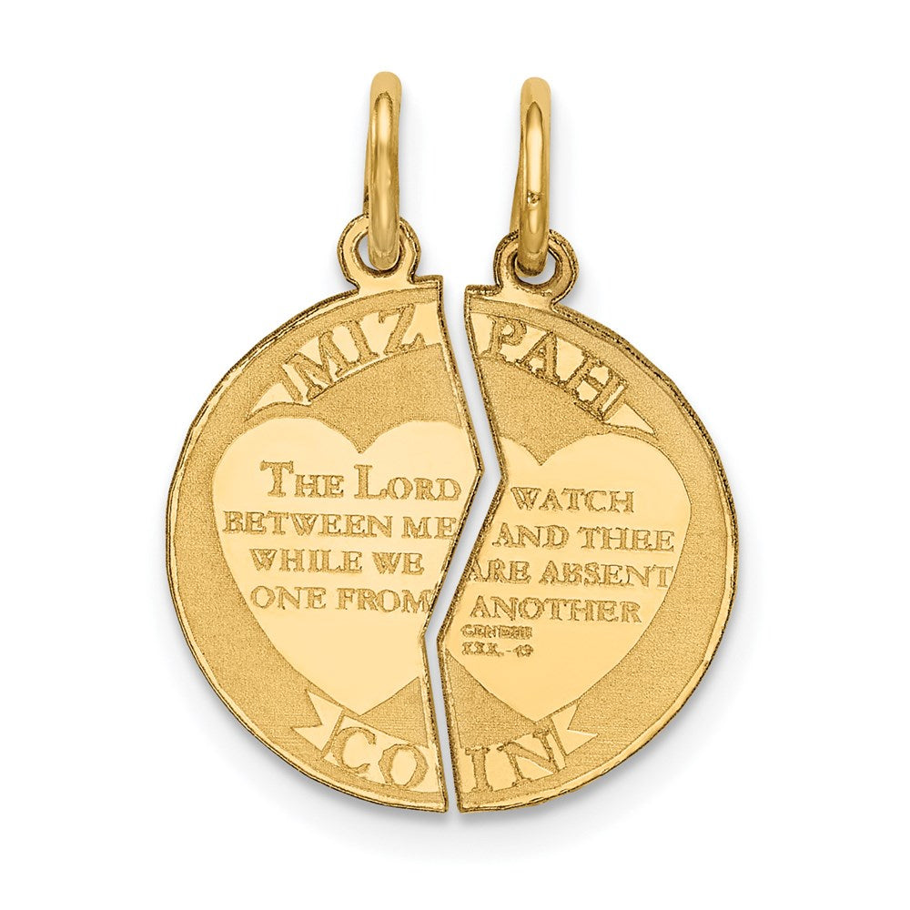 14k Yellow Gold 2-piece Mizpah Charm