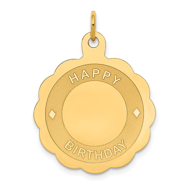 14k Yellow Gold HAPPY BIRTHDAY Disc Pendant
