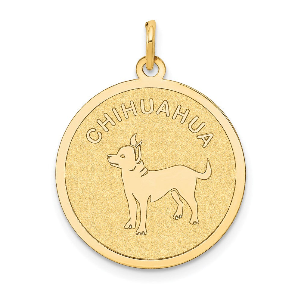 14k Yellow Gold Chihuahua Disc Charm