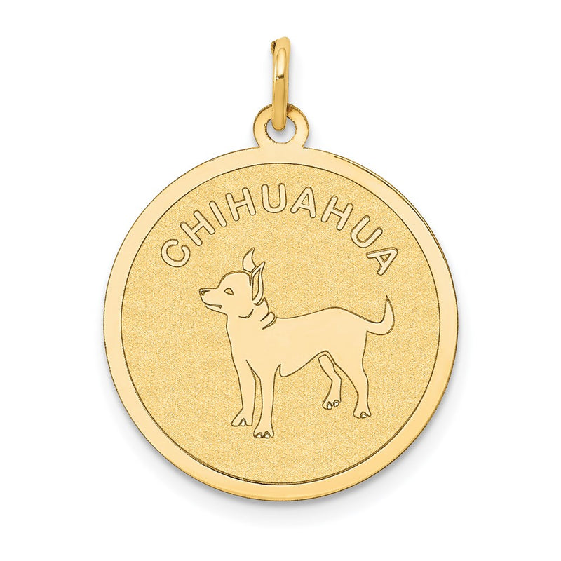 14k Yellow Gold Chihuahua Disc Charm