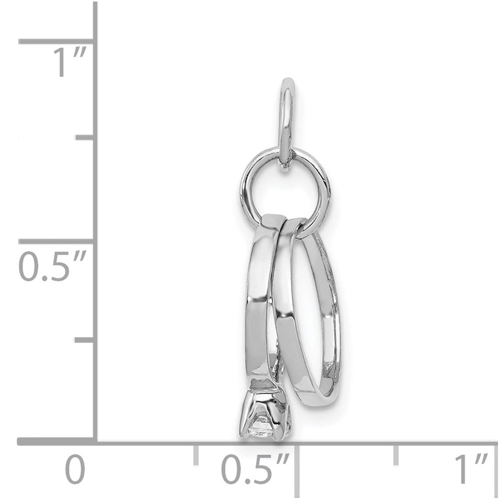 14k White Gold Polished 3D CZ Wedding Rings Charm