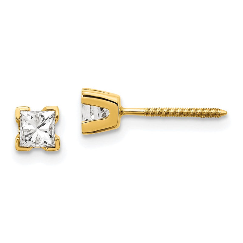 14k AAA Quality Complete Princess cut Diamond Earring