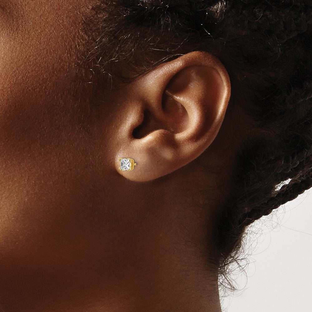 14k AA Quality Complete Princess cut Diamond Stud Ear