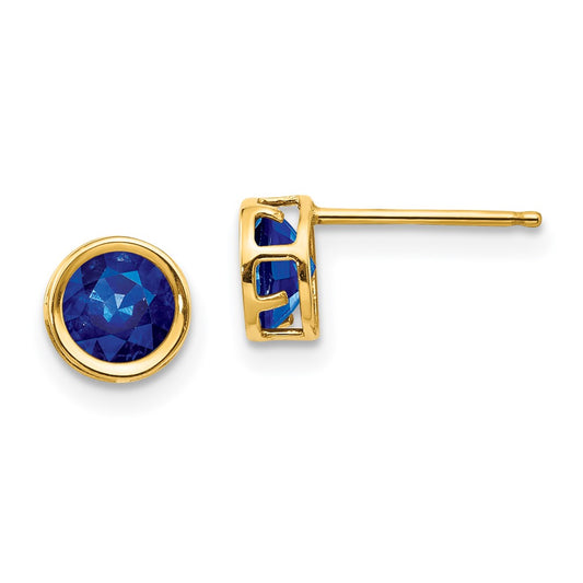 14k 5mm Bezel Sapphire Stud Earrings