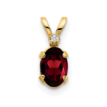 14k Diamond and Garnet Birthstone Pendant