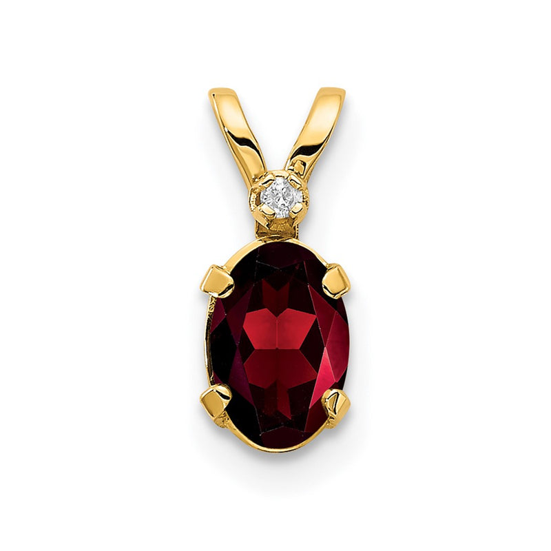 14k Diamond and Garnet Birthstone Pendant