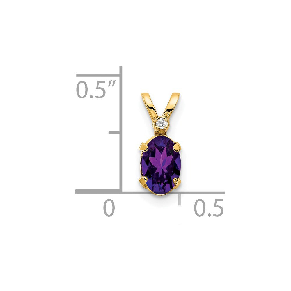 14k Diamond and Amethyst Birthstone Pendant