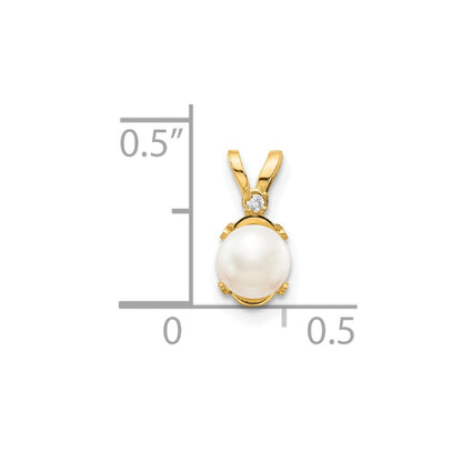 14k Diamond and FW Cultured Pearl Birthstone Pendant