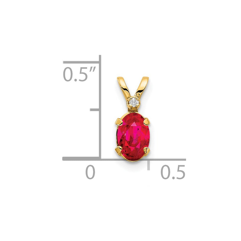 14k Diamond and Ruby Birthstone Pendant