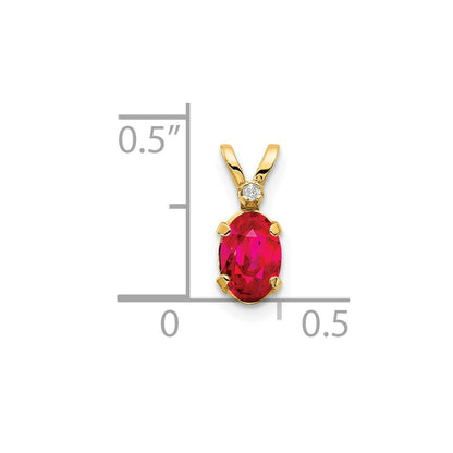 14k Diamond and Ruby Birthstone Pendant