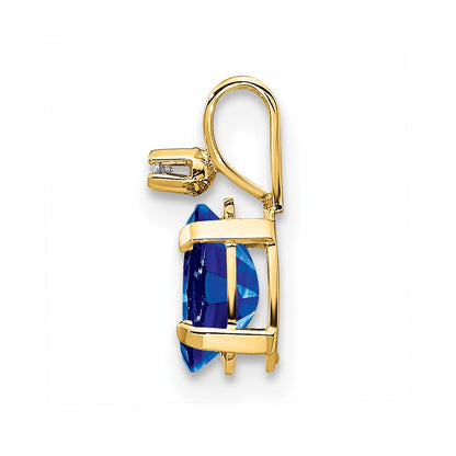 14k Diamond and Sapphire Birthstone Pendant