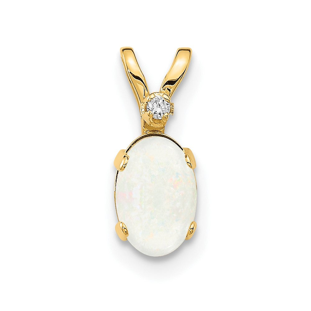 14k Diamond and Opal Birthstone Pendant