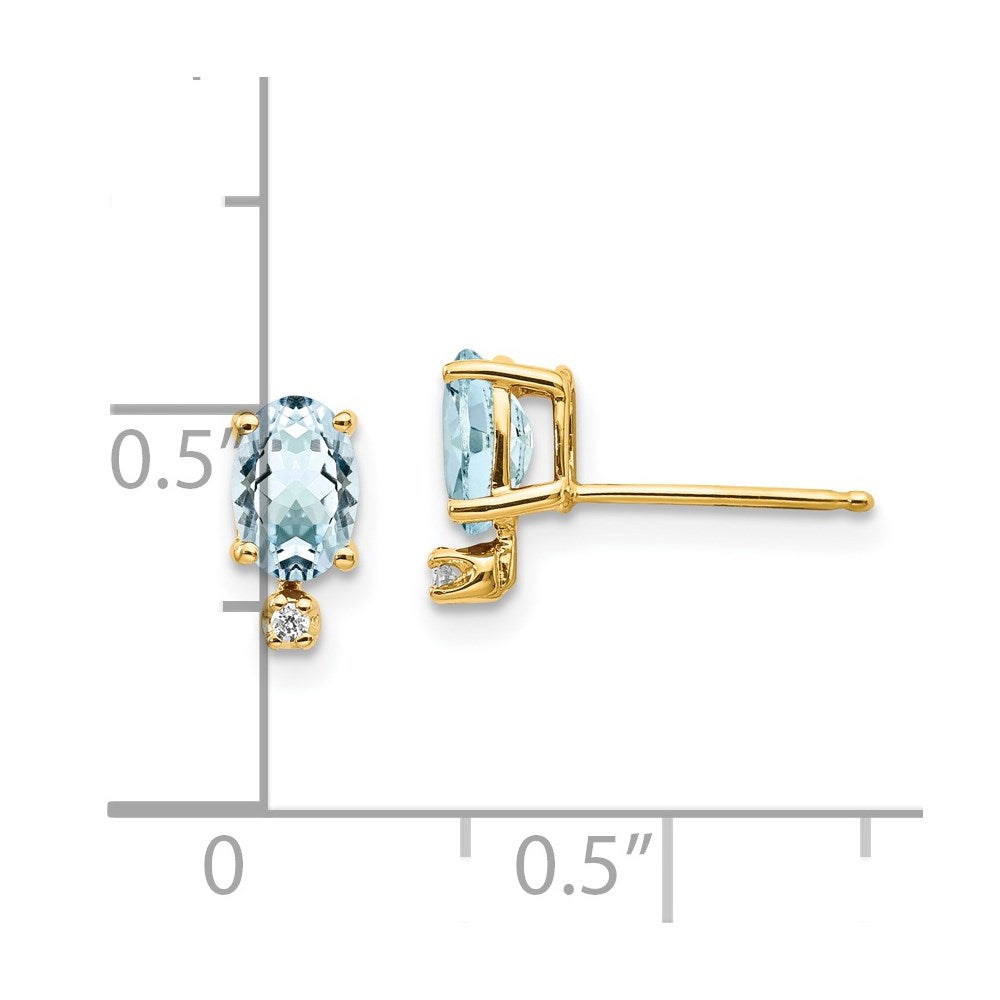 14k Diamond and Aquamarine Birthstone Earrings