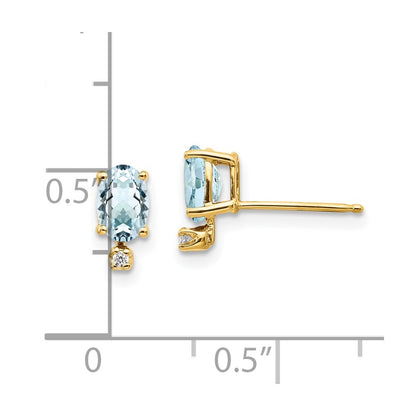 14k Diamond and Aquamarine Birthstone Earrings