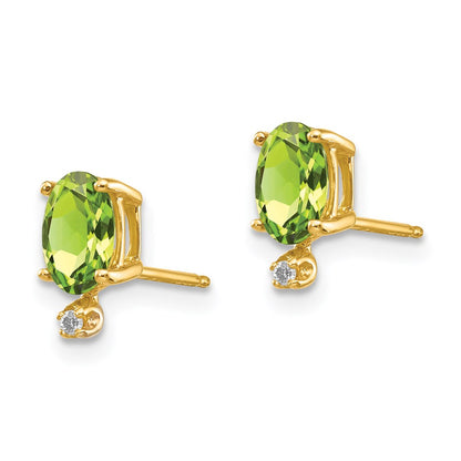 14k Diamond and Peridot Birthstone Earrings