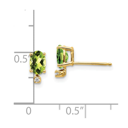 14k Diamond and Peridot Birthstone Earrings