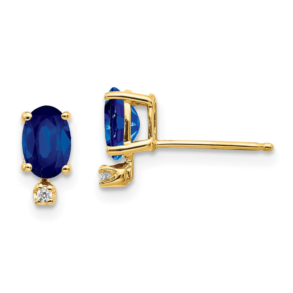 14k Diamond and Sapphire Birthstone Earrings